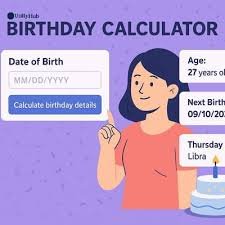 Birthday calculator interface with user